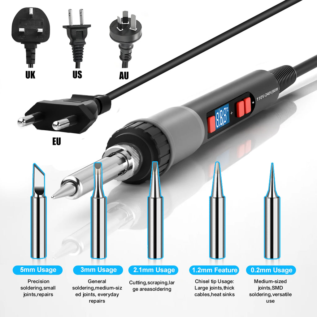 Soldering Iron Kit, ILIBILIB 110V-240V 90W LCD Digital Display Adjustable Temperature Solder Iron 180 To 500°C, 6-In-1
