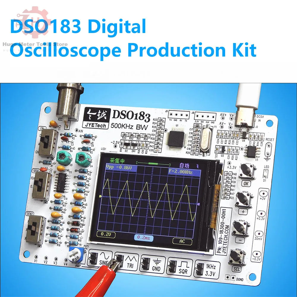 DSO183 Digital Oscilloscope Module DIY Loose Part Teaching Practical Training Electronic Production Kit DC 5V 0-500KHz Type C