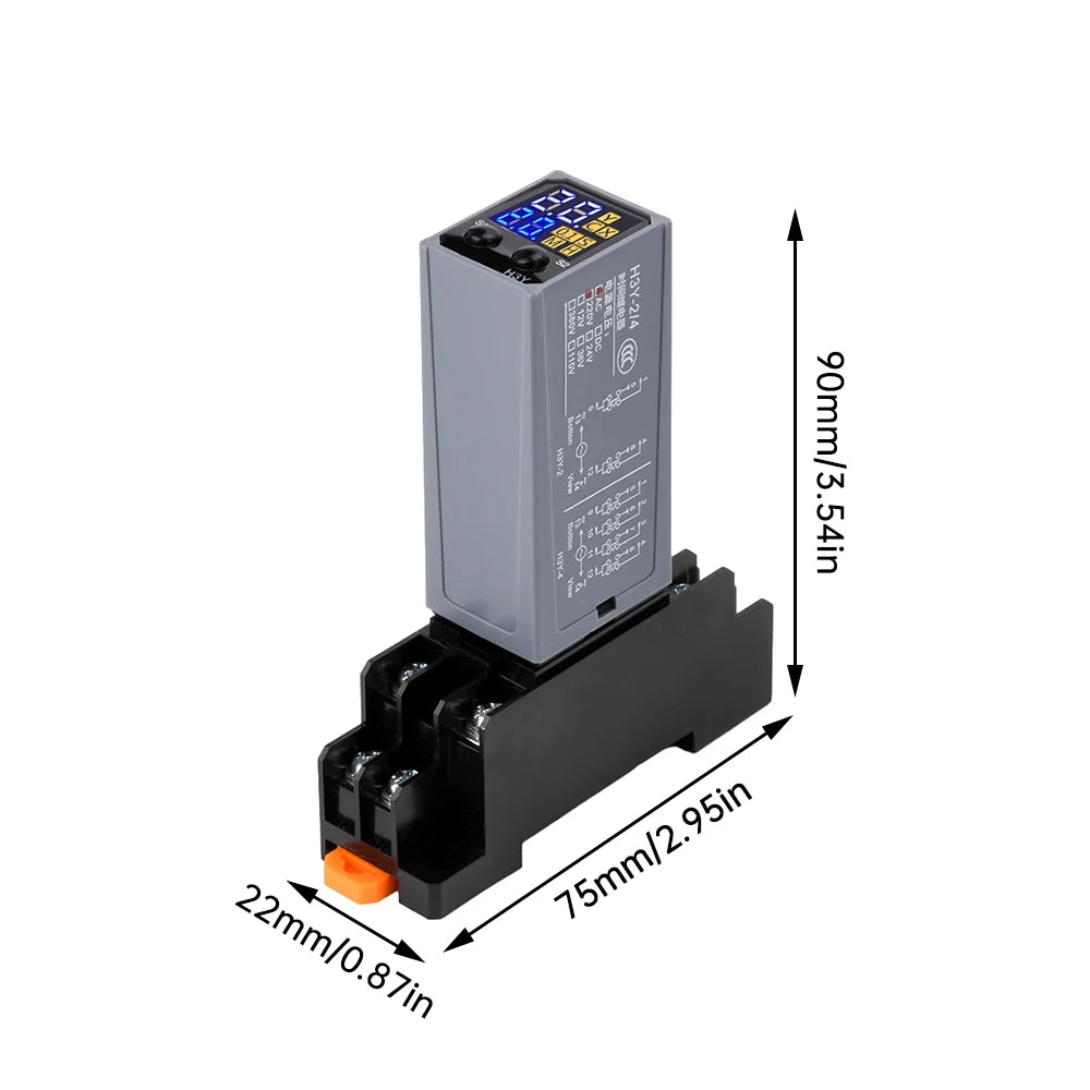 DC12V DC24V AC220V Digital Time Relay Mini Power-on Delay Controller Time Relay Cycle Time Control Delay Device with Base Socket