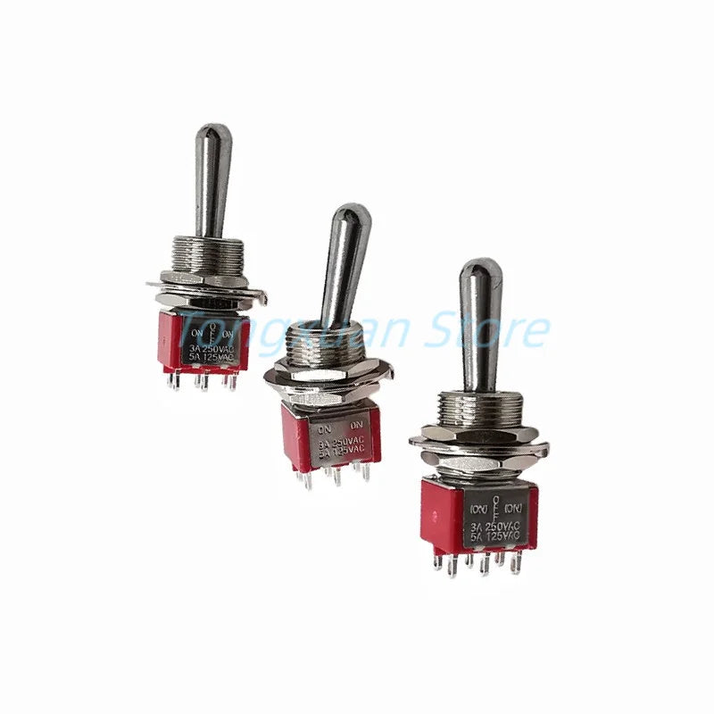 1pc SH T8013-Z1 12mm ON-OFF-ON SPDT DPDT 3/6Pin 2/3Position Maintained Toggle Switch Large Long Handle 3A 250VAC/5A 125VAC