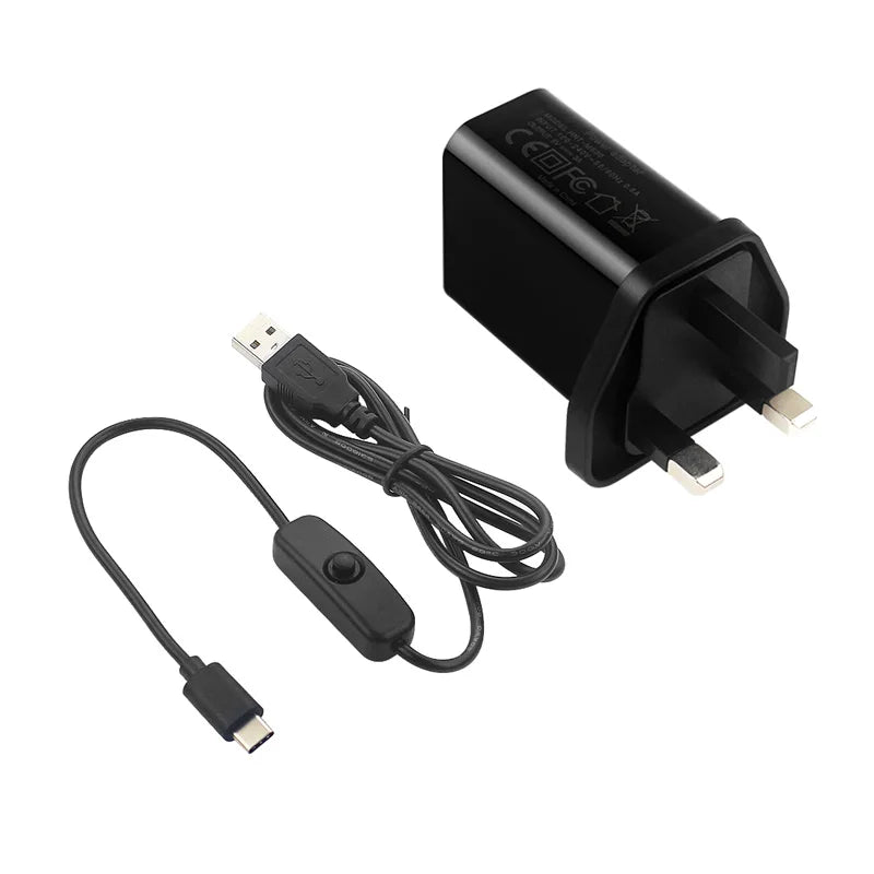 Raspberry Pi 4 Power Supply 5V 3A EU US UK AU Plug with Switch USB Type C Power Cable for Raspbery Pi 4 Model B Orange Pi Zero 2