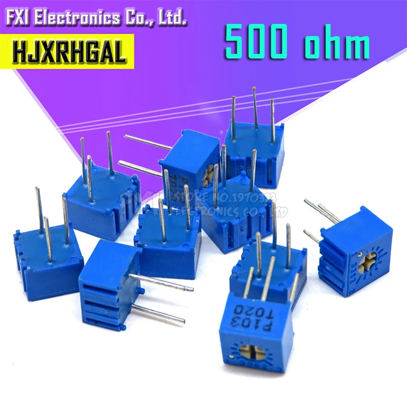 10pcs 3362P-1-501LF 3362P 500 ohm 3362P-1-501 3362P-501 3362 P501 501 Trimpot Trimmer Potentiometer Variable resistor