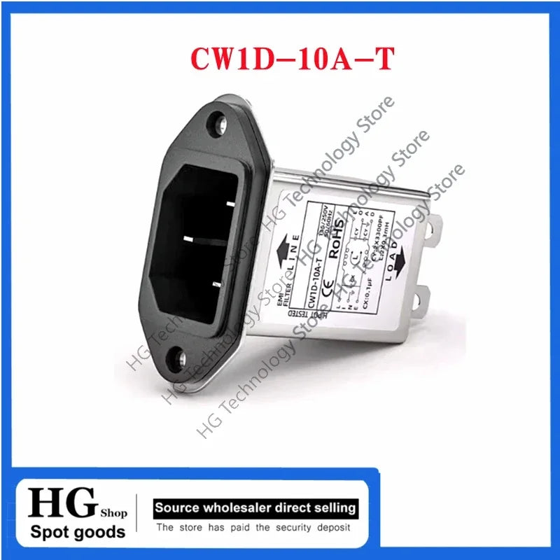 Single-phase T-socket AC 220V anti-interference EMI purifier CW1D-T 3A 6A 10A -T power supply filter  CW1D-6A-T CW1D-10A-T