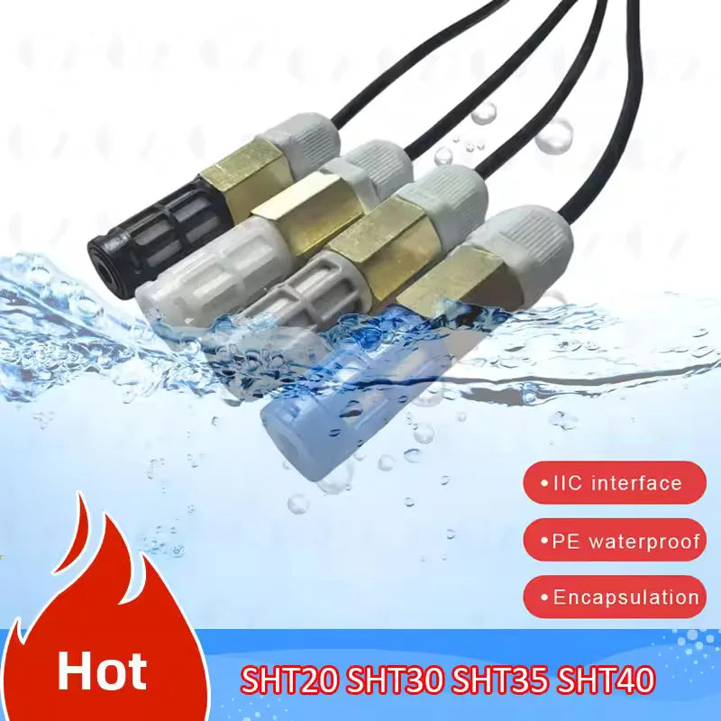 SHT40 SHT30 SHT20 21 SHT35 Temperature Humidity Sensor Module Probe Cable Waterproof Digital Capacitance Sensors 1M I2C Output