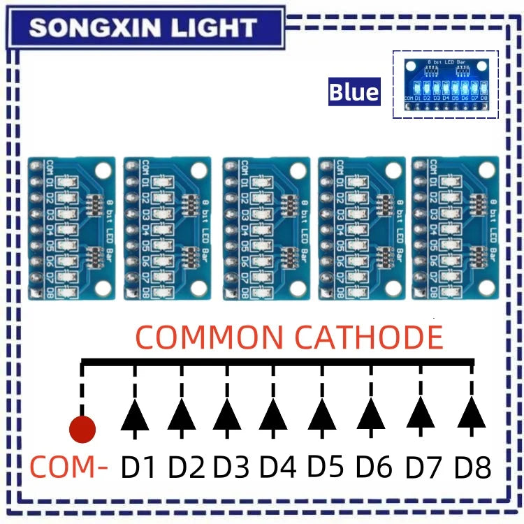 3-24V 8 Bit Blue/Red Common anode/cathode LED indicator Module Breadboard starter kit Board for MCU ARM 3d printer UNO MEGA2560