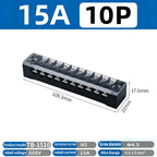 Dual Row Strip Screw Terminal Block TB1503-TB151 15A  Fixed Wiring Board Wire Connector for Electronic Components