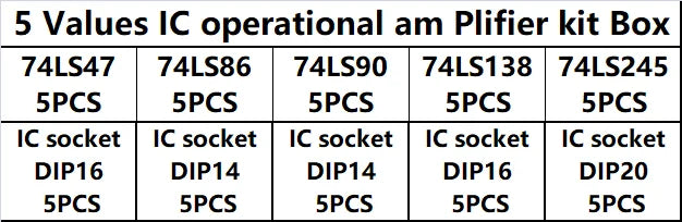 25PCS/Set Integrated Circuit DIP IC Combination Kit 74LS47 74LS86 74LS90 74LS138 74LS245 DIP Logic chip