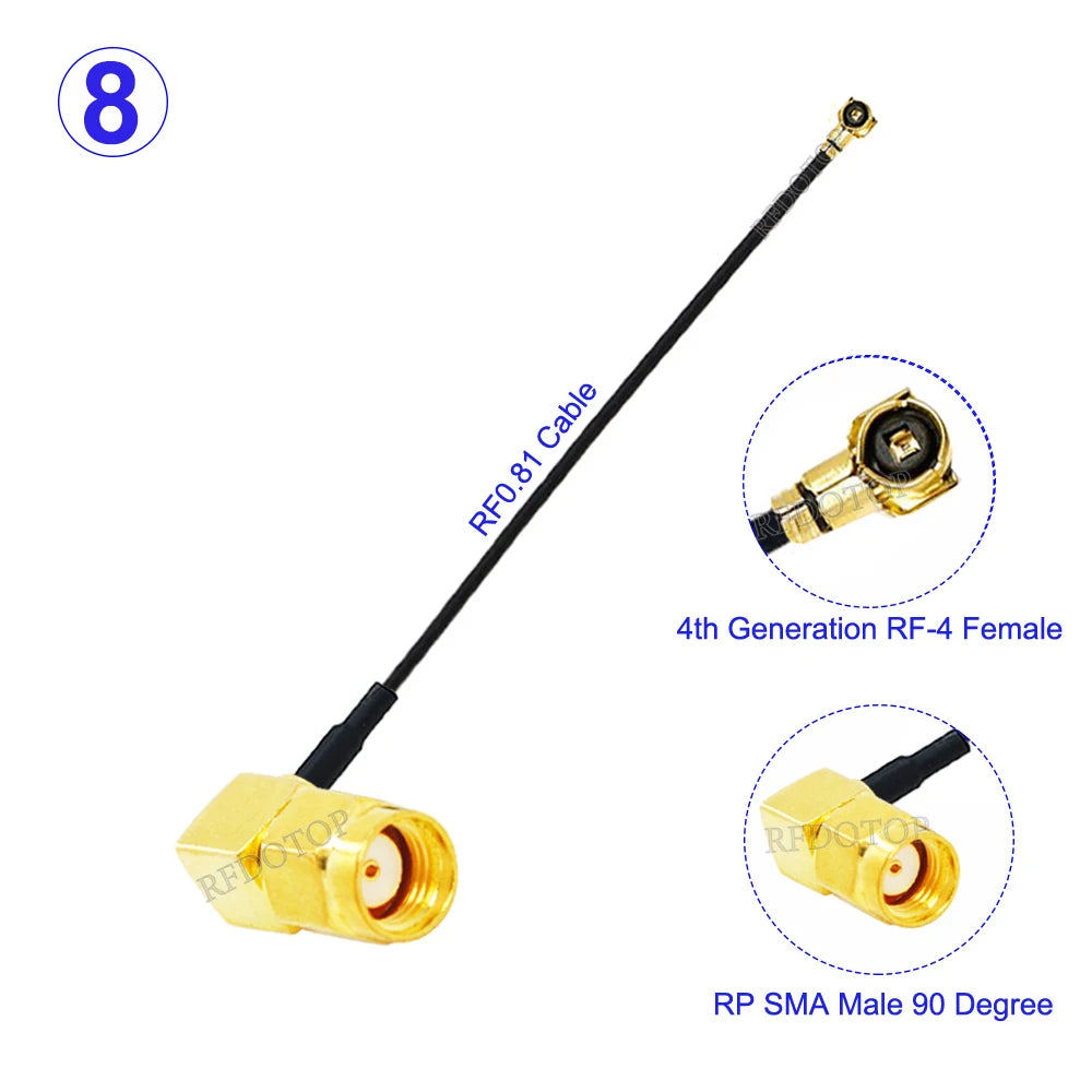 10Pcs/lot SMA to MHF4 RF0.81 Cable RP-SMA/SMA Male to IPX-4 MHF4 Female Connector WIFI Antenna Pigtail Jumper Extension RF Cable