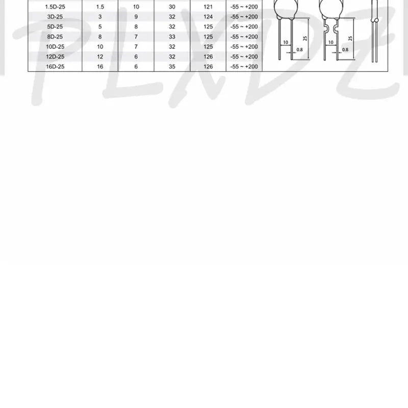 NTC Thermal Resistor 1D 1.3D 1.5D 2.5D 3D 5D 8D 10D 12D 15D 16D 20D 22D 33D 47D 50D- 5 7 9 11 13 15 20 25 5D-5 5D-9 10D-9 10D-11