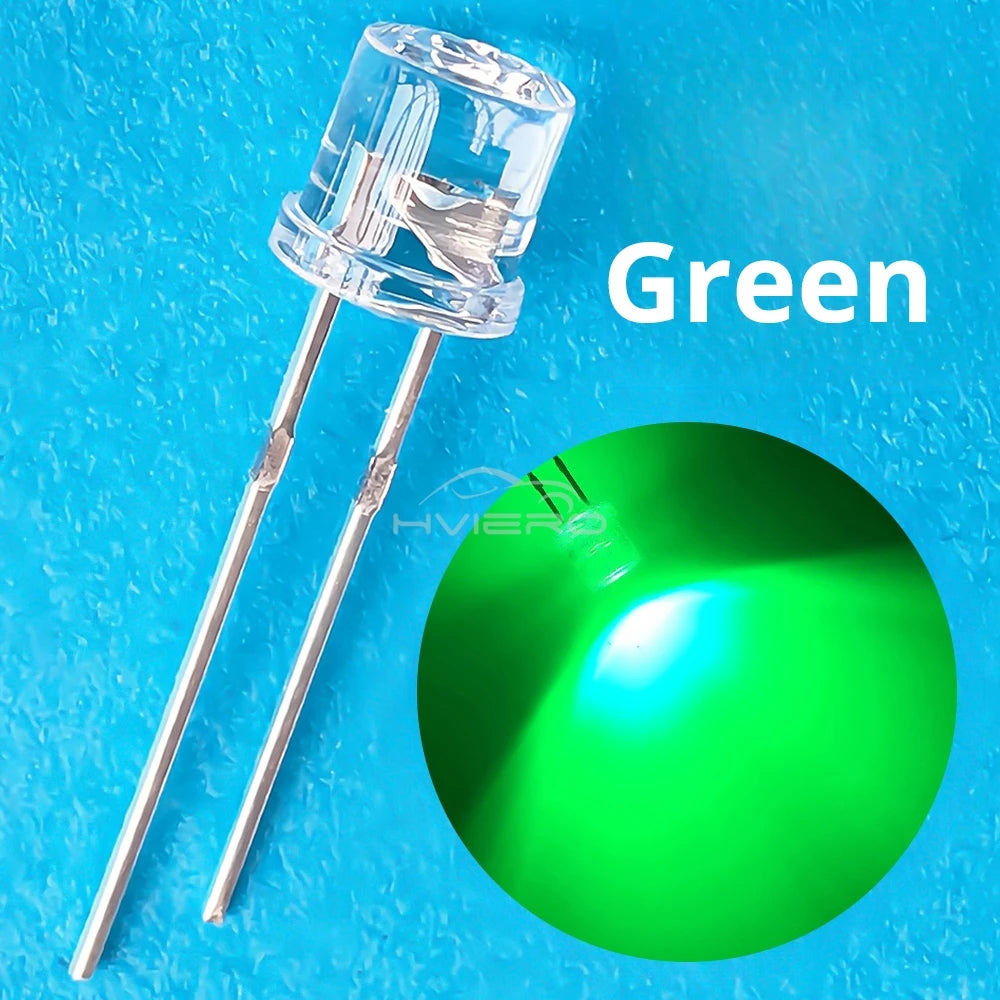 100/1000PCS 5mm Flat Top F5 Emitting Diode LED Wide Angle Ultra Super Bright Bulbs Light Lamp Diodes White Red Yellow Blue Green