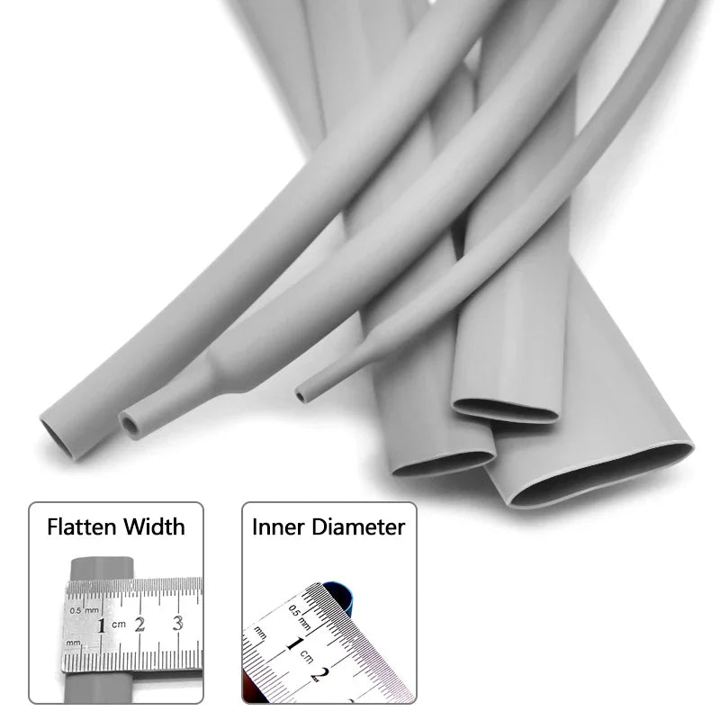 1/2/5/20M 3:1 Grey Heat Shrink Tube Thick Glue Dual Wall Tubing Polyolefin Insulated Shrinking Cable Sleeve Diameter 2.4 ~ 50mm