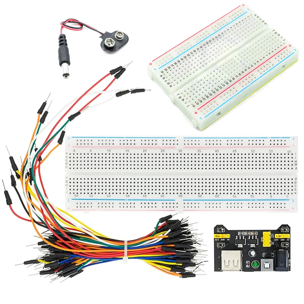 MB102 Breadboard Power Module 3.3V/5V MB-102 830 Points Prototype Bread Board for Arduino Kit 10/20/30cm Dupont Wire 65pcs Cable