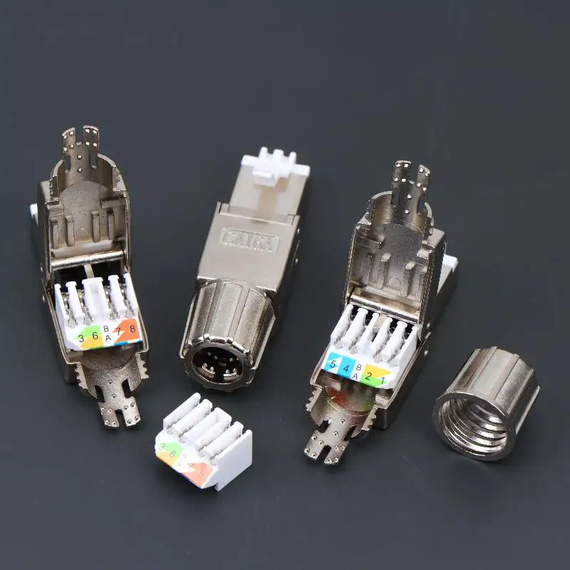 1Pc Zinc Alloy Shielded Ethernet Termination Plugs Cat7 Cat6A Cat8 RJ45 Connector Tool-Free