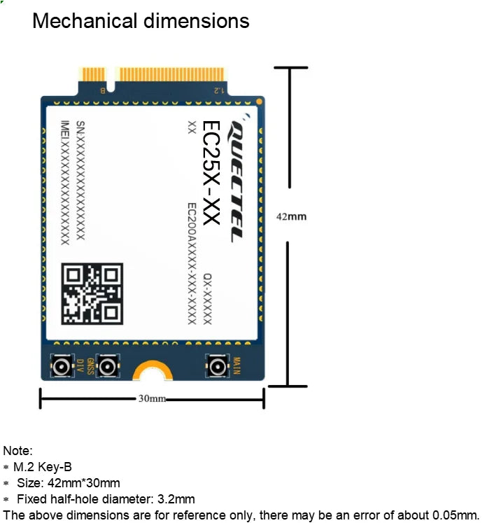 Quectel EC25-AUFA M.2 Default is not SMT SIM and INSIM Support for INSIM CAT4 LTE Cat 1 EC25 Size 40mmx30mm Module Series