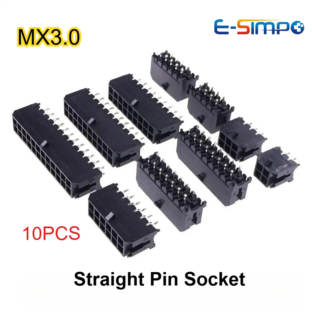 10Pcs MX3.0mm Micro-Fit 3.0mm Double Row 2*1P- 2*12Pin Mini 5569/43045 PCB Board Solder Straight Pin Wafer Connector