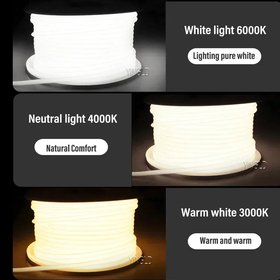 220V COB LED Strip Light High Bright Switch/Dimmable US 110v EU Plug Neon Tape Kitchen Cabinet  lighting Waterproof garden