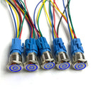 5 pcs Metal Push Button Switch 12v 16mm 19mm 22mm Ring Lamp Power Symbol Waterproof LED Light Self Lock Reset with Connector 220