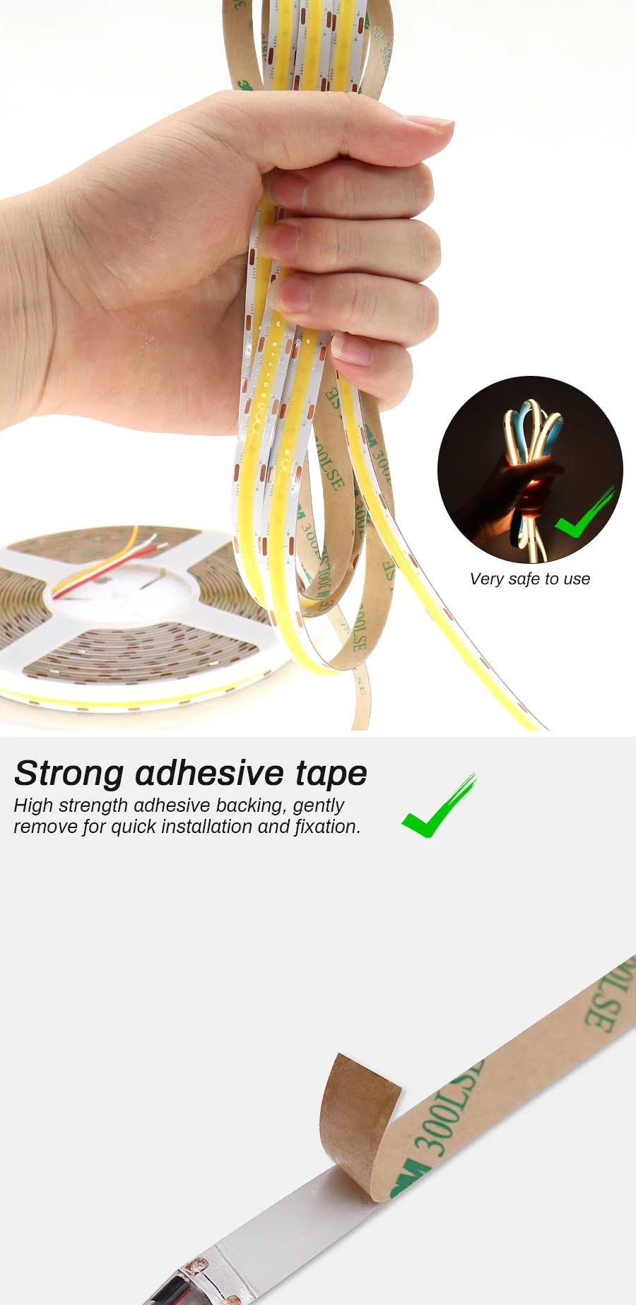 3mm 5mm COB LED Strip 12V 24V Dimmable 3000K 4000K 6000K High Density Flexible LED Light For Home Decor RA90 LED Strip Lights