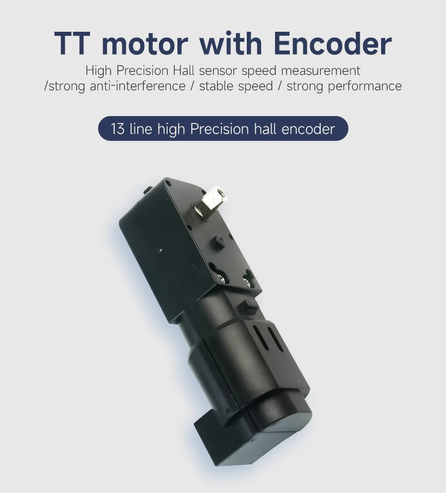High Precision Hall Encoder TT DC Geared Motor with Encoder AB Phase Tachometer Code Disc Support PID Control for DIY Smart Car