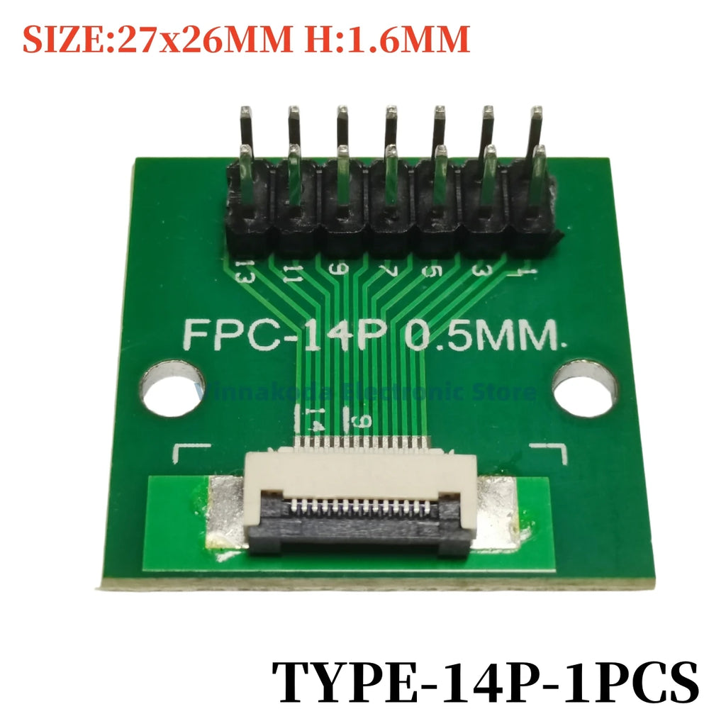 1PCS FFC/FPC Conversion Board 0.5mm Connector to 2.54MM Double Row Bent Pins 4/10/14/15/16/22/26/30/32/36/42/45/60/64/68/80/96P