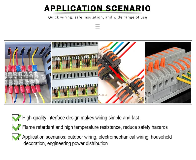 Din Rail Type Various Terminal Block Kit 211 Wire Electrical Conductor Universal Fast Cable Connector With Number Strip Set
