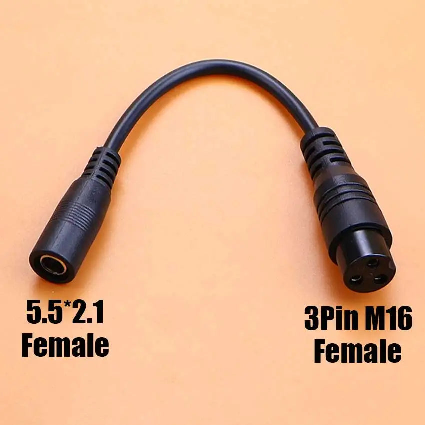 DC 5.5x2.1mm Female To M12 M16 3Pin XLR RCA IEC 8016 5525 Plug Connector Adapter Cable For Scooter Electric Bike Conversion Line