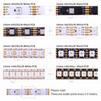 WS2815 DC12V RGB LED Strip 5050 30/60/144LEDs/m Breakpoint Resume Individually Addressable Black White PCB IP30 IP65 IP67 Dream