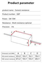 5PCS 5W 5% Cement Resistor Power Resistance 0.1 ~ 10K 0.1R 0.5R 1R 10R 100R 0.22 0.33 0.5 1 2 5 8 10 15 20 25 30 100 1K 10K ohm