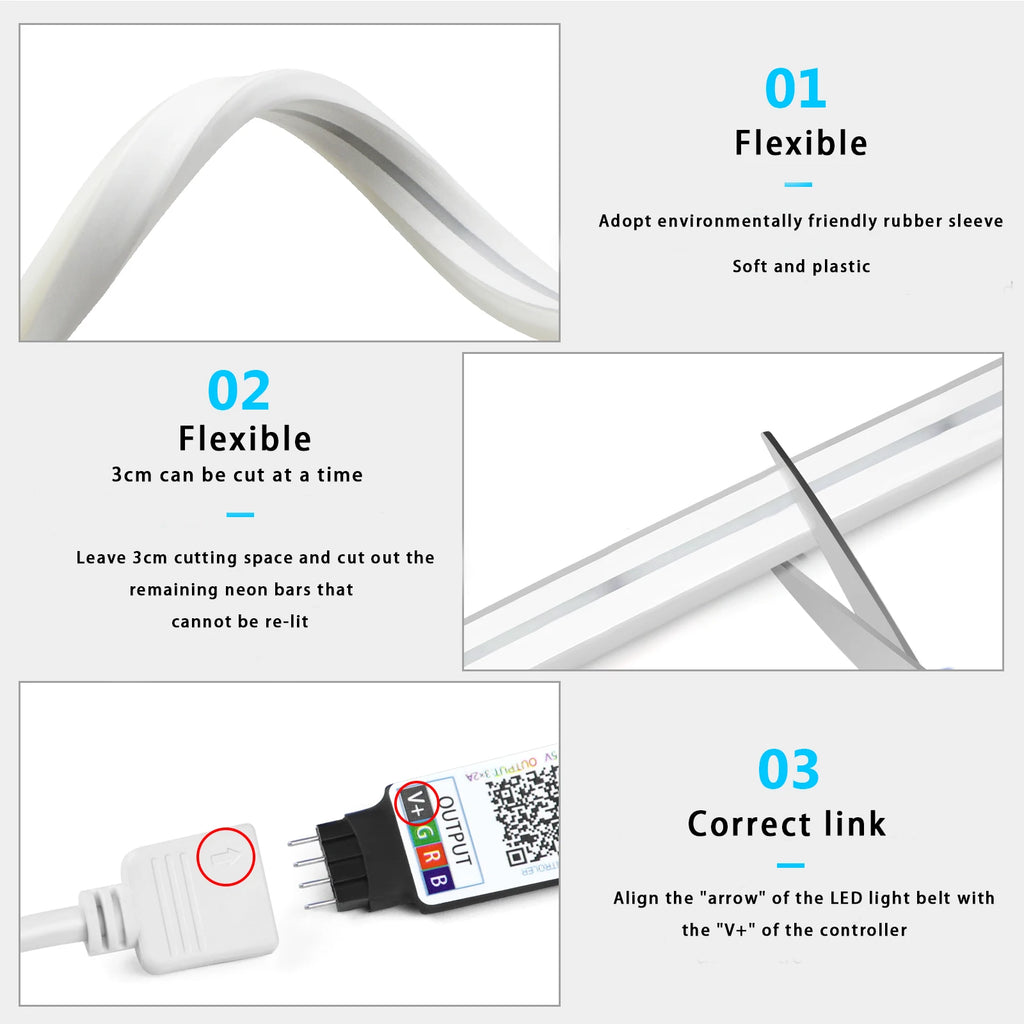 Smart RGB Neon Rope Light Waterproof LED Strip APP Remote Control Music Sync Tuya Alexa Google Home Decor Lamp