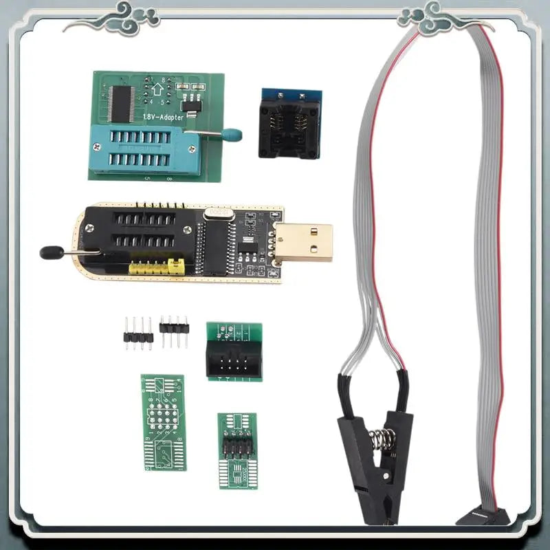 Premium 1Set CH341A 24 25 Series EEPROM Flash BIOS USB Programmer+SOIC8 SOP8 Test Clip+SPI Flash 1.8V Adapter+SOP8 SOIC8 To DIP8