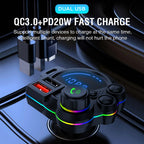 Bluetooth 5.3 FM Transmitter Handsfree Car AUX Radio Modulator MP3 Player with QC3.0 & PD20W Fast Charge Adapter Car Accessories