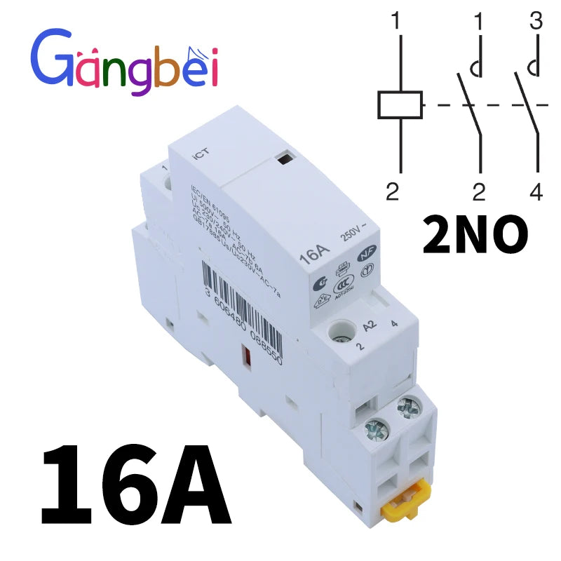 Modular Household Contactor 220V ICT 2P 16A 20A 25A 2NC 2NO 1NO 1NC 50/60Hz