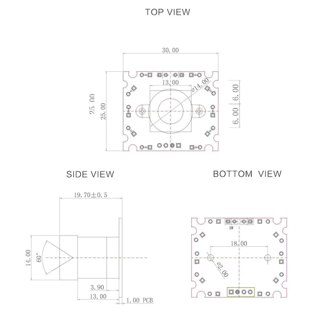 OV7670 USB Camera Module for Two-Dimensional Code Scanning Recognition 30FPS 0.3MP 72 130 160 Degrees Adjustable Lens USB2.0 UVC