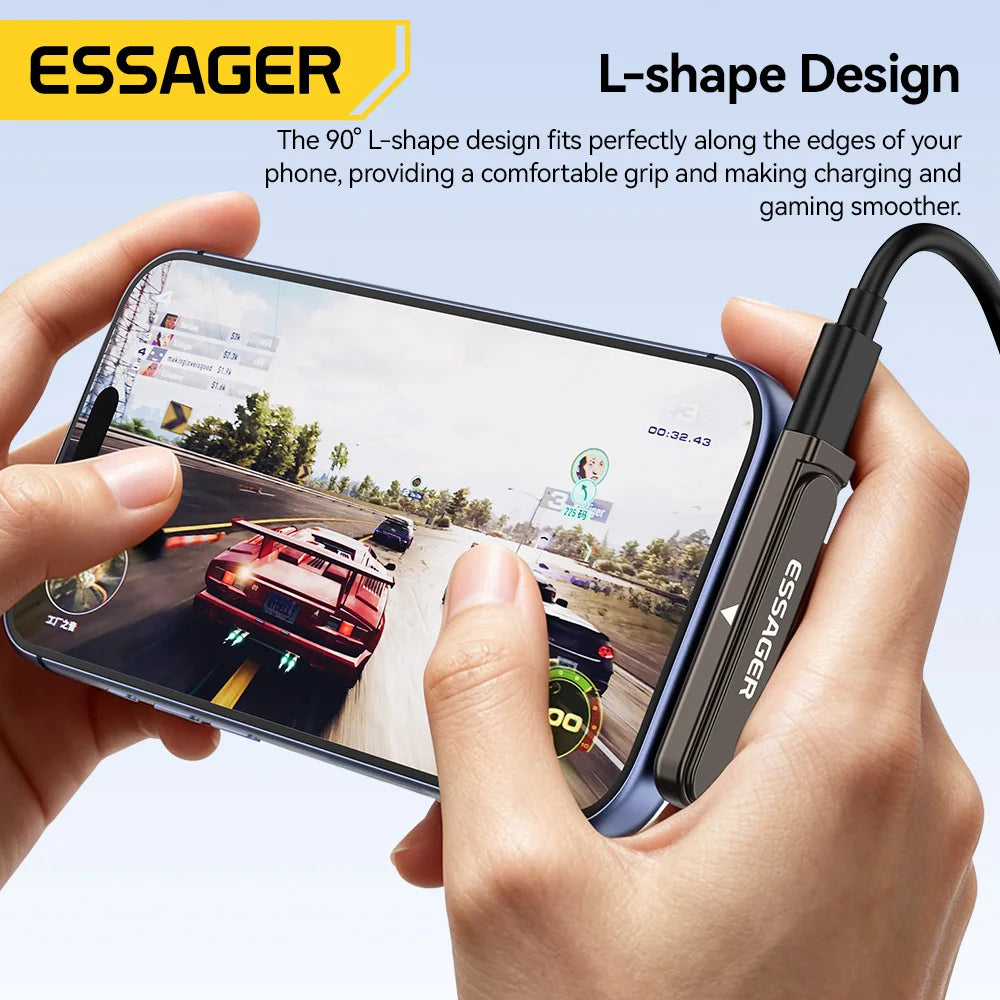 Essager Dual Type C Foldable Elbow Bracket 240W Charging Adapter 2-in-1 Converter for iphone 17 16 15 Huawei Xiaomi Samsung Oppo