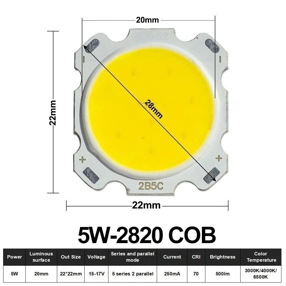 10pcs COB LED 3W 5W 7W 10W 12W 15W 18W 30W 36W Neutral Cold Warm White 13mm 20mm 28mm 1919 Chips Lamp SpotLight Downlight DIY