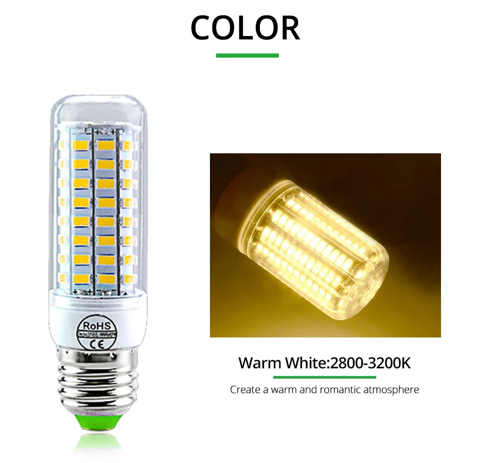 E27 LED Lamp E14 LED SMD 5730 220V Corn Light Bulbs 24 36 56 72LEDs Lamparas LED Chandelie Ampoule Led Light For Home Decoration