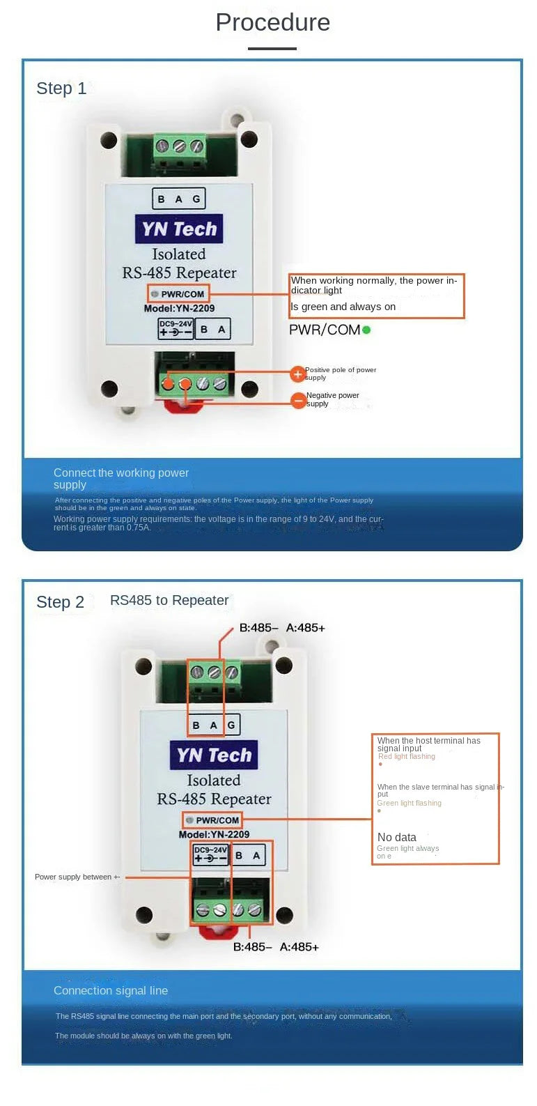 Industrial Lightning Protection Photoelectric Isolation RS485 Repeater Amplifier 485 Isolator