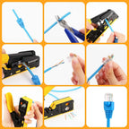 RJ45 CAT7 CAT6A Crimping Tool for Cat7/6a/6/5e Network Connector Wire Cutter Wire Stripper Ethernet Crimper Set