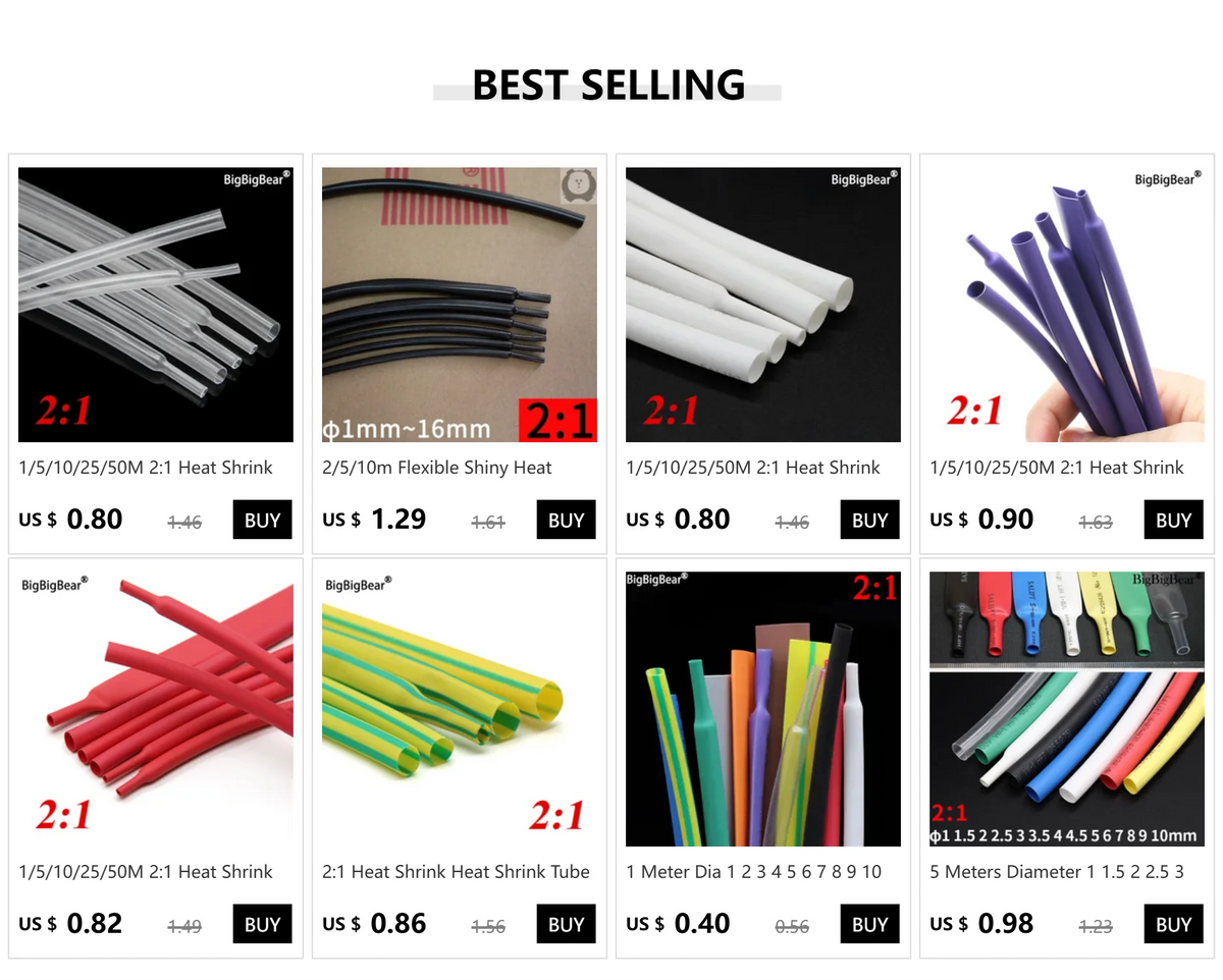 1m PTFE Heat Shrink Tube 1.7:1 Shrinkage Ratio Diameter 0.5mm ~ 15mm 260Deg.C High Temperature Pipe 600V RoHS Translucent