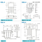 Diode Bridge Rectifier KBP206 KBP210 KBP310 KBL406 KBL410 KBL608 KBL610 KBU808 KBU810 KBU1010 KBU1510 GBU806 GBU808 GBJ2510 600V