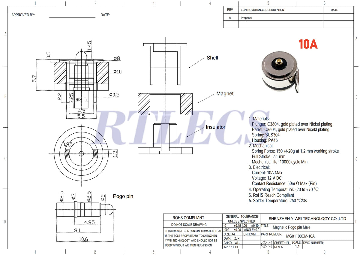 1/3/5 Pair Circular Shape Magnetic Pogo Pin Connector 1 2 3 4 5 Pole Male Female Probe DC Power Charging Round Profile