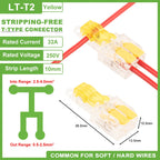 T-Type Stripping Free Wiring Connector With Fixing Hole Quick Branch  Splice Junction box lever Wire connector 32A