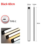 LED Night Light 20/30/40/60CM Motion Sensor Wireless USB Cabinet Night Light Wardrobe Lamp For Kitchen Cabinet Bedroom Wardrobe