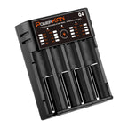 POWERKAN Q4 4-Bay Charger for 1.2V Ni-MH AA AAA & 3.7V Li-ion 18650 26650 Batteries with USB Output