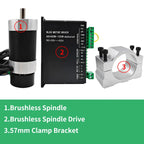 48V 500W ER11 Brushless Spindle+57MM Clamp with Screws+ 48V Brushless Motor Driver+ER11-10mm Built in HALL Sensor