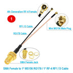 1PCS RP-SMA / SMA Female to 1x Mini MS156 Male +1x MHF4 Female RG178 RF1.13 Cable Antenna Extension Jumper Pigtail BEVOTOP