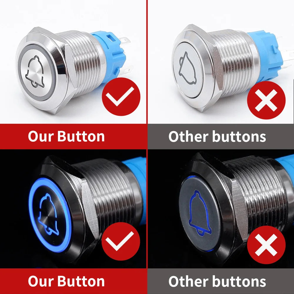 16/19/22mm Custom Metal Push Button Switch with Wire Laser Luminous Waterproof Latching Momentary 12V 220V 5V Motorcycle Switch