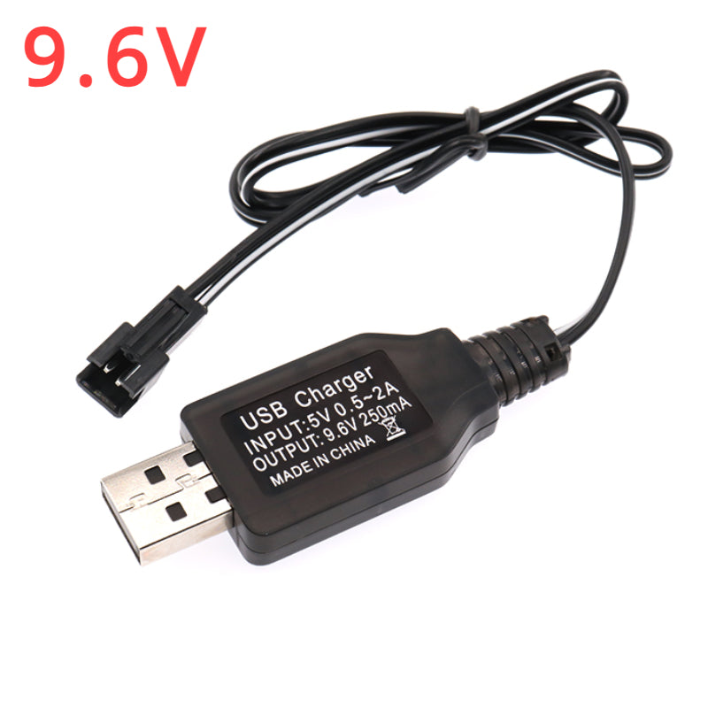 5V to 3.7/4.8/6/7.2/8.4/9.6V250mA Battery USB Power Charger Cable SM 2P Forward Plug for Remote Control Boat Car USB Charger Toy