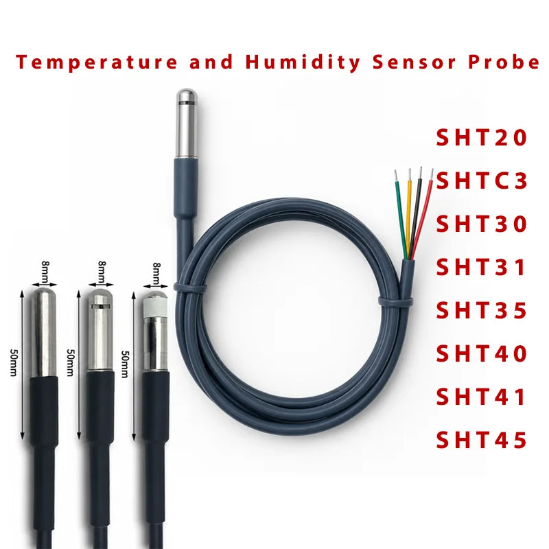 1PC SHT40 SHT30 SHT20 SHTC3 SHT45 SHT35 SHT31 Digital Temperature Humidity Sensor Stainless Steel I2C IIC Probe Module