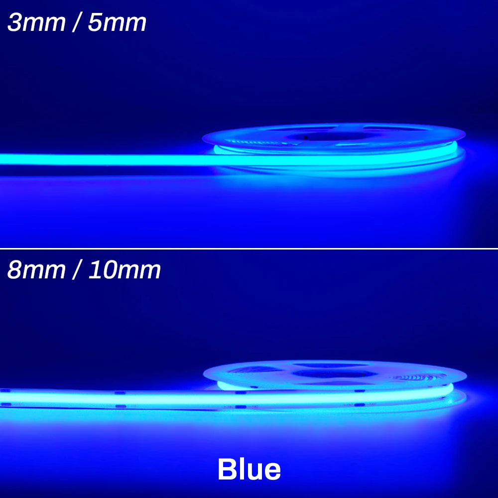 FOB COB LED Strip 12V 24V DC RA90 Flexible High Bright Tape LED 3mm 5mm 8mm 10mm Light Bar Ice Blue White Red Green Pink Yellow